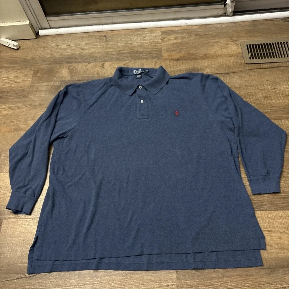 Polo Ralph Lauren Men 3XB Blue Classic Fit Long Sleeve Pony Polo Shirt